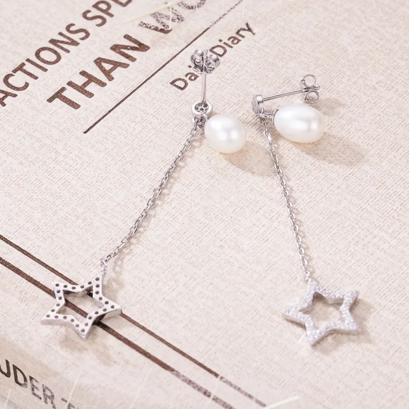 (image for) Pandora Style Bright Stars Hanging Earrings - VSE127 - View 4