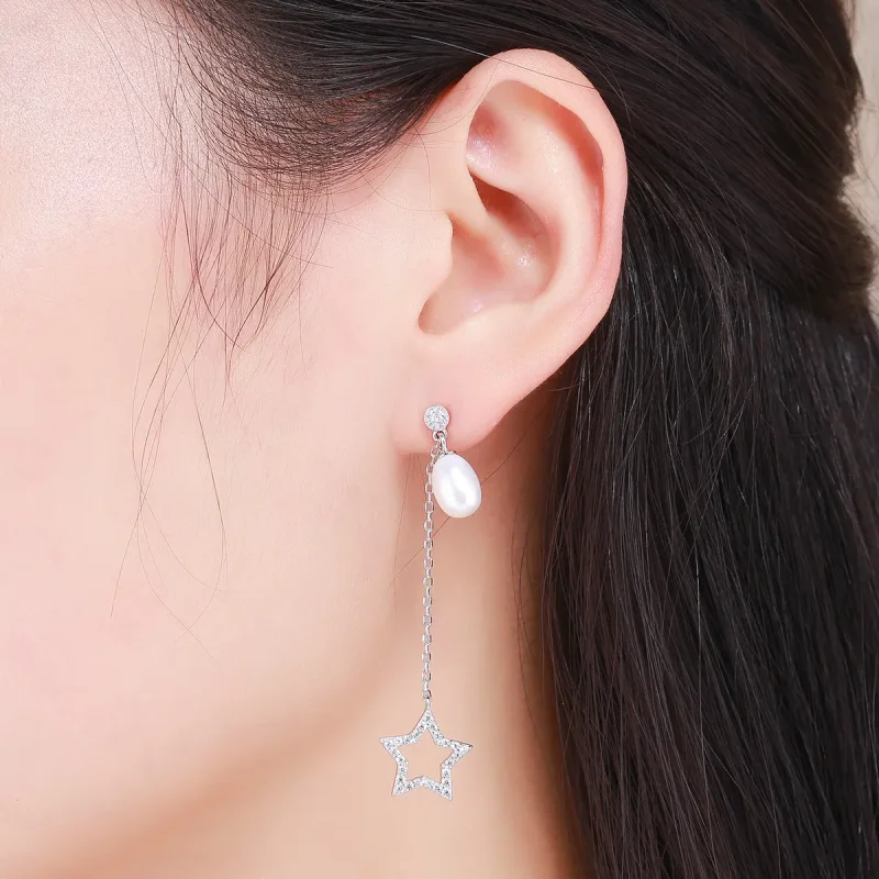 (image for) Pandora Style Bright Stars Hanging Earrings - VSE127 - View 6