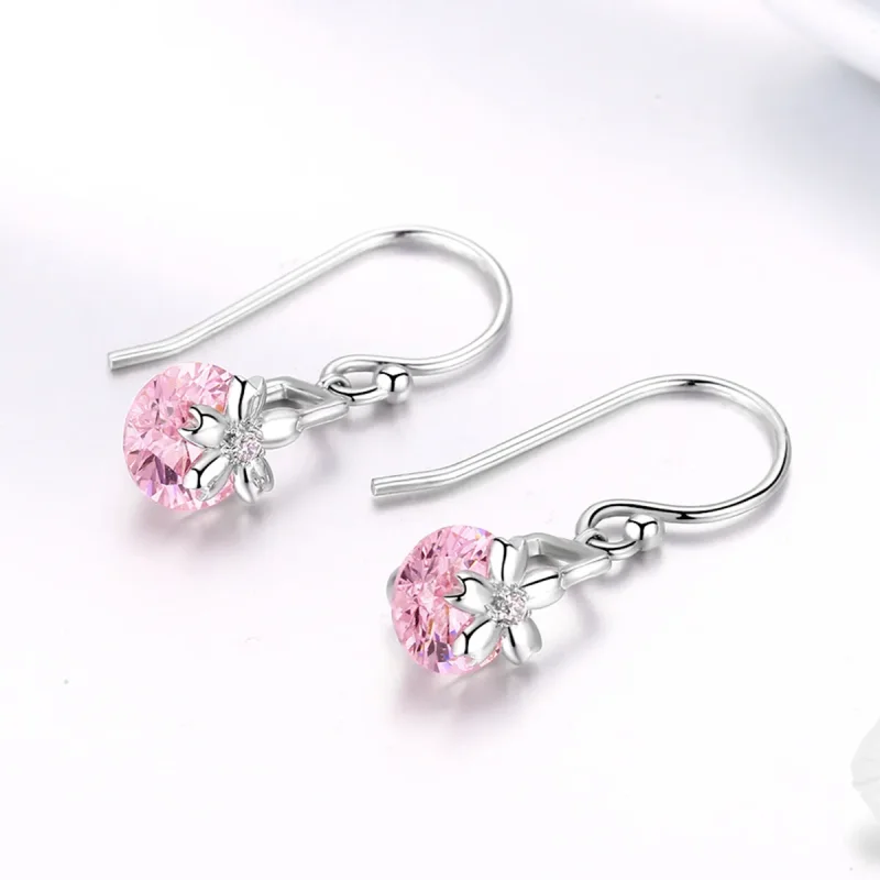 (image for) Pandora Style Cherry Blossoms Hanging Earrings - BSE039 - View 2