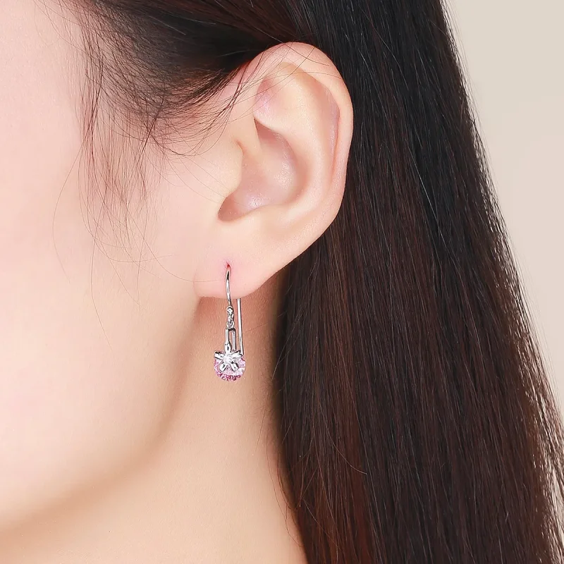 (image for) Pandora Style Cherry Blossoms Hanging Earrings - BSE039 - View 5