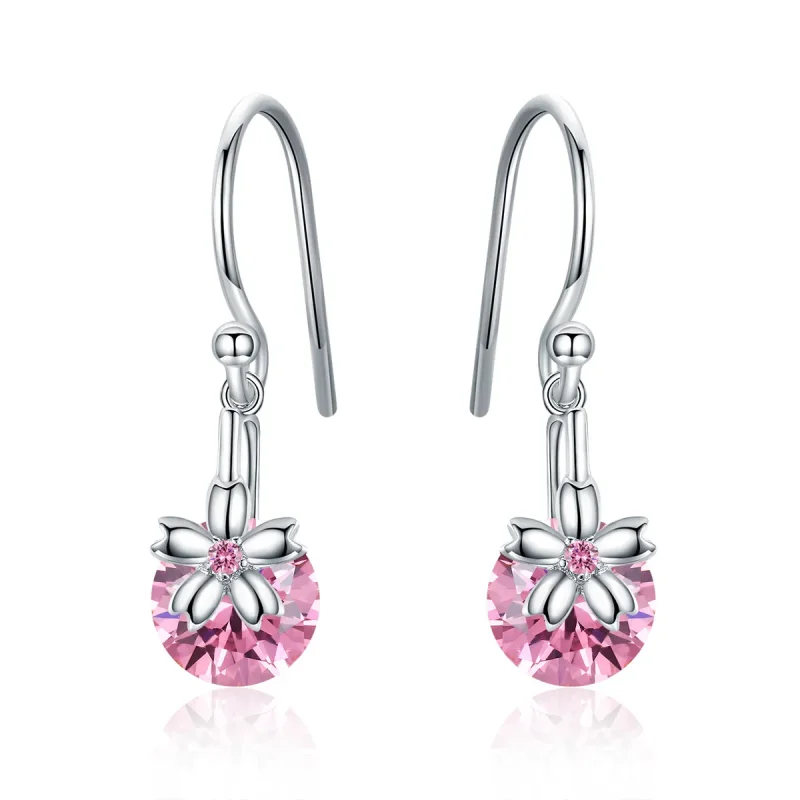 (image for) Pandora Style Cherry Blossoms Hanging Earrings - BSE039