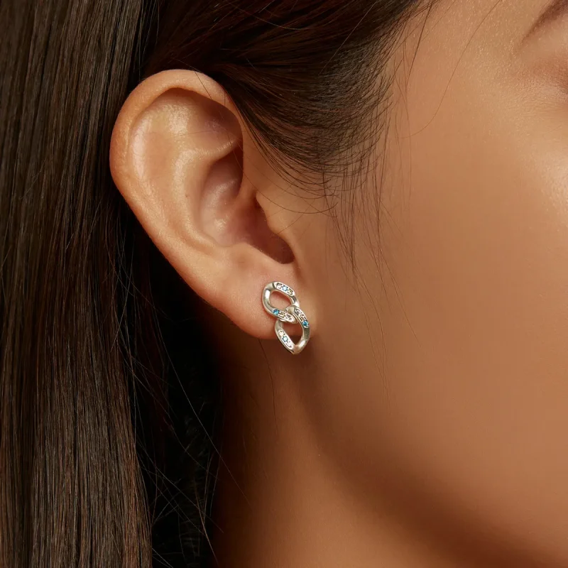 (image for) Pandora Style Double Chain Hanging Earrings - SCE1377 - View 7