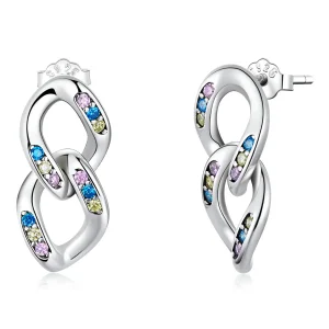 (image for) Pandora Style Double Chain Hanging Earrings - SCE1377
