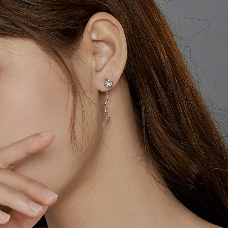 (image for) Pandora Style Elegant Rose Hanging Earrings - BSE441 - View 6