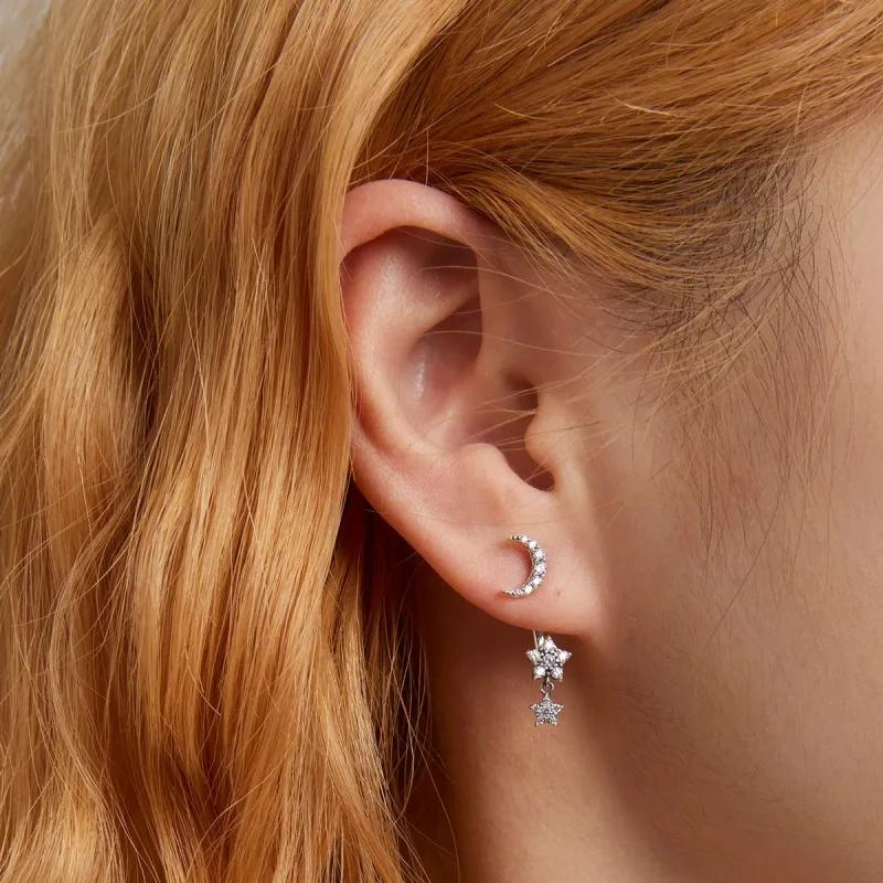 (image for) Pandora Style Exquisite Star and Moon Hanging Earrings - SCE1395 - View 5