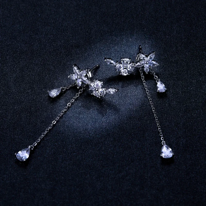 (image for) Pandora Style Flower Love Hanging Earrings - BSE288 - View 6
