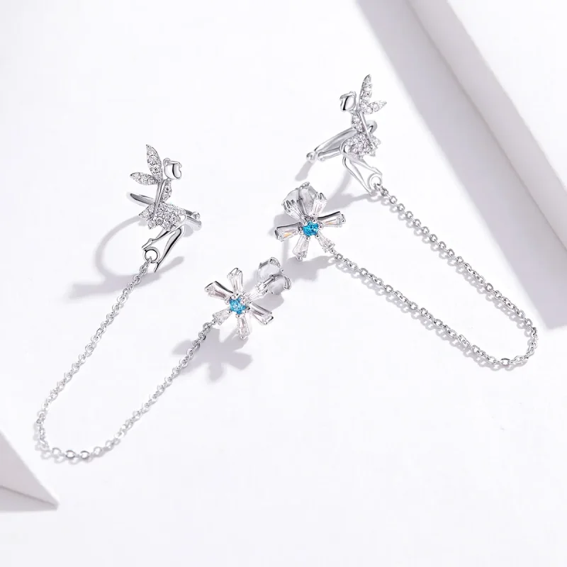 (image for) Pandora Style Flower Spirit Hanging Earrings - BSE201 - View 3