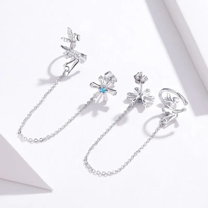 (image for) Pandora Style Flower Spirit Hanging Earrings - BSE201 - View 4