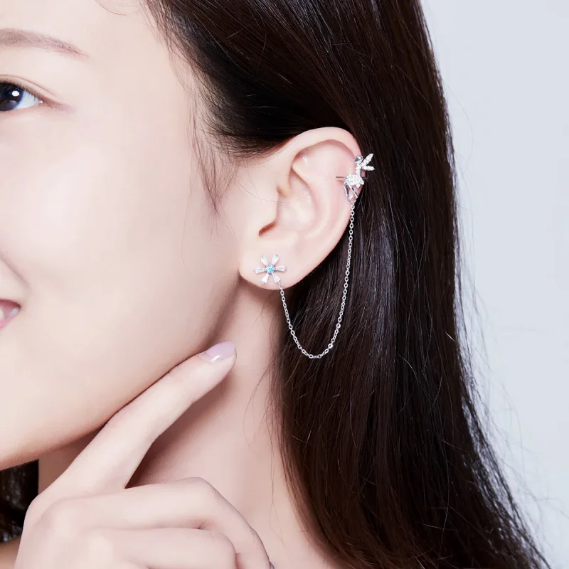 (image for) Pandora Style Flower Spirit Hanging Earrings - BSE201 - View 5