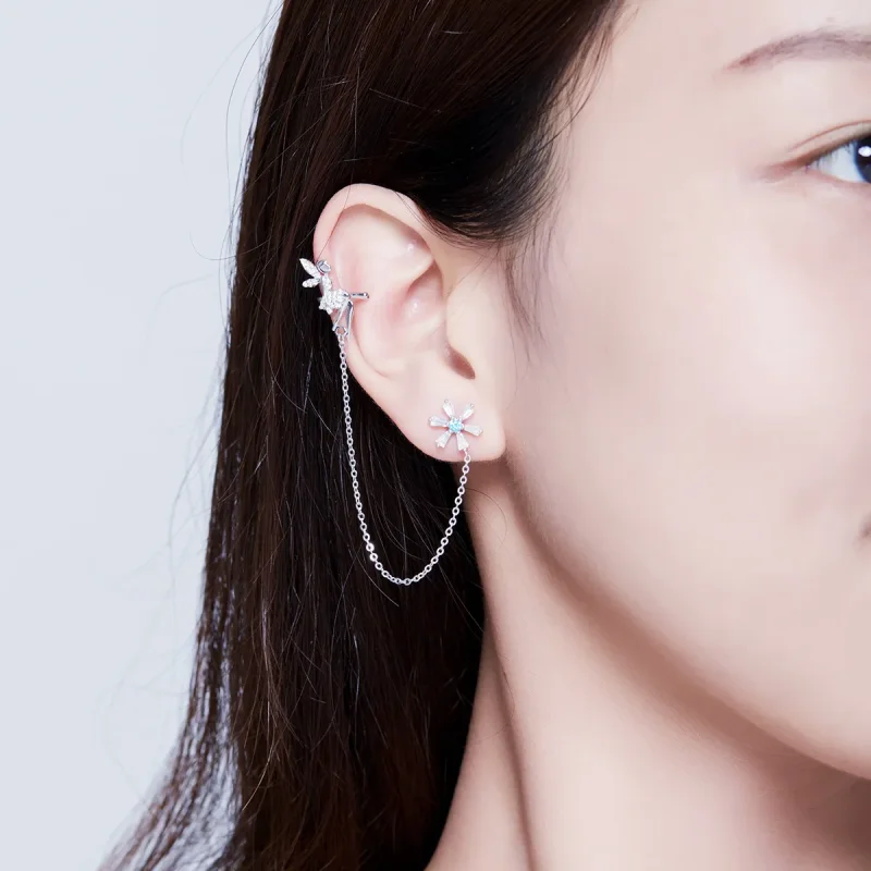 (image for) Pandora Style Flower Spirit Hanging Earrings - BSE201 - View 6