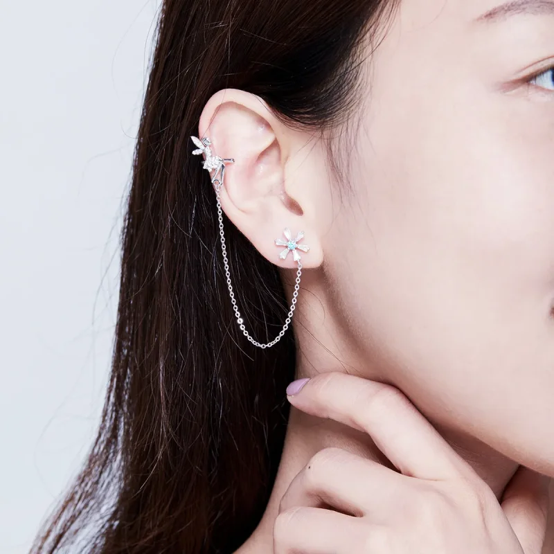 (image for) Pandora Style Flower Spirit Hanging Earrings - BSE201 - View 7