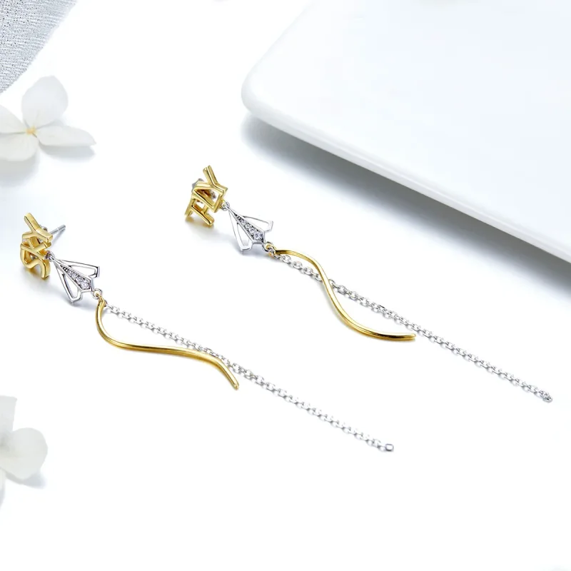(image for) Pandora Style Fly to Sky Hanging Earrings - BSE026 - View 4