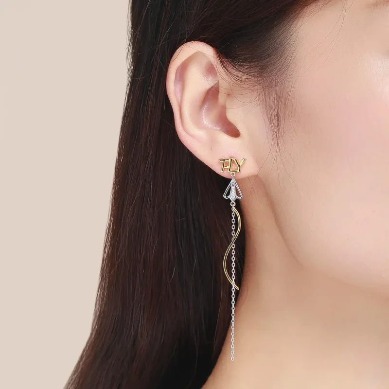 (image for) Pandora Style Fly to Sky Hanging Earrings - BSE026 - View 5