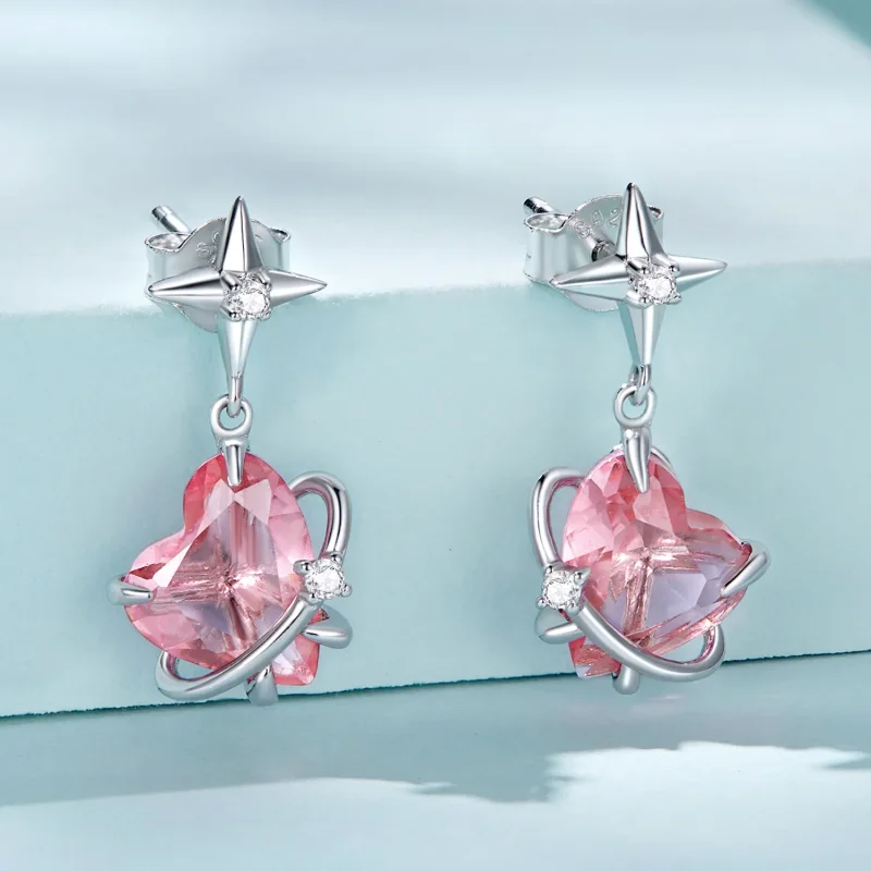 (image for) Pandora Style Girl Planet Hanging Earrings - SCE1502 - View 2