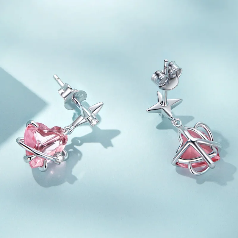 (image for) Pandora Style Girl Planet Hanging Earrings - SCE1502 - View 4