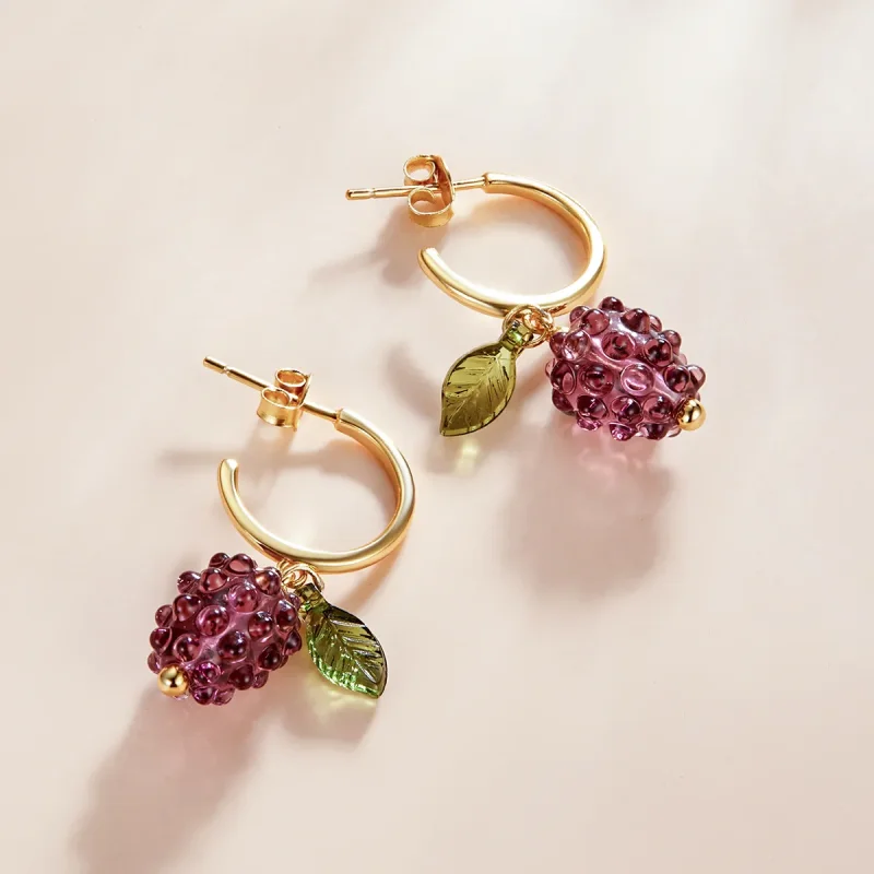 (image for) Pandora Style Glazed Grapes Hanging Earrings - SCE1213 - View 2