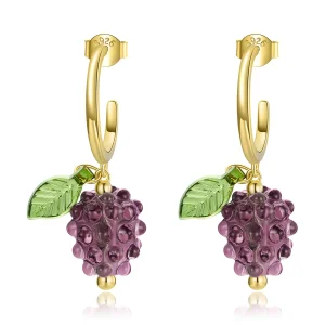 (image for) Pandora Style Glazed Grapes Hanging Earrings - SCE1213