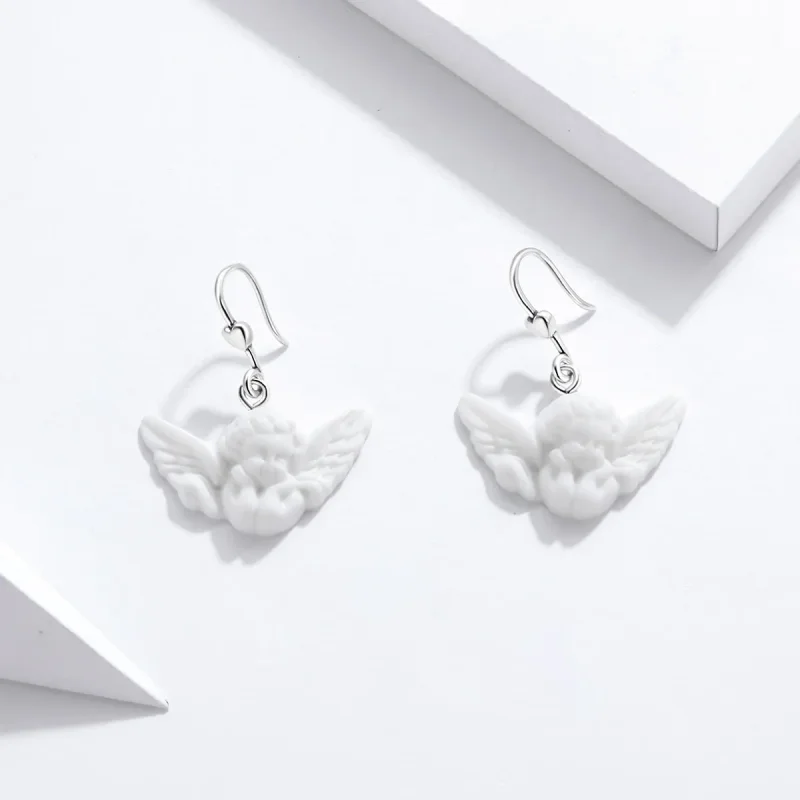 (image for) Pandora Style Little Angel Hanging Earrings - SCE944 - View 2