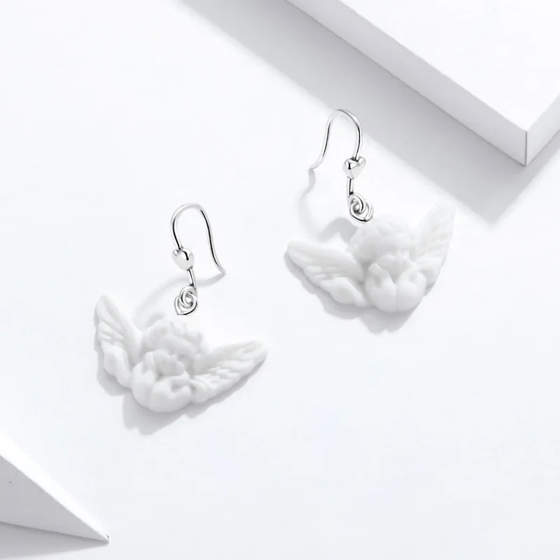 (image for) Pandora Style Little Angel Hanging Earrings - SCE944 - View 3