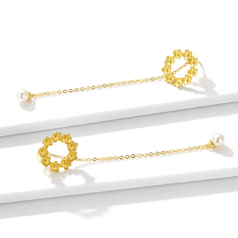 (image for) Pandora Style Little Flower Hanging Earrings - BSE290 - View 4