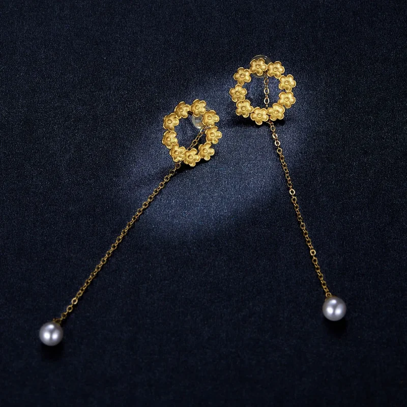 (image for) Pandora Style Little Flower Hanging Earrings - BSE290 - View 5
