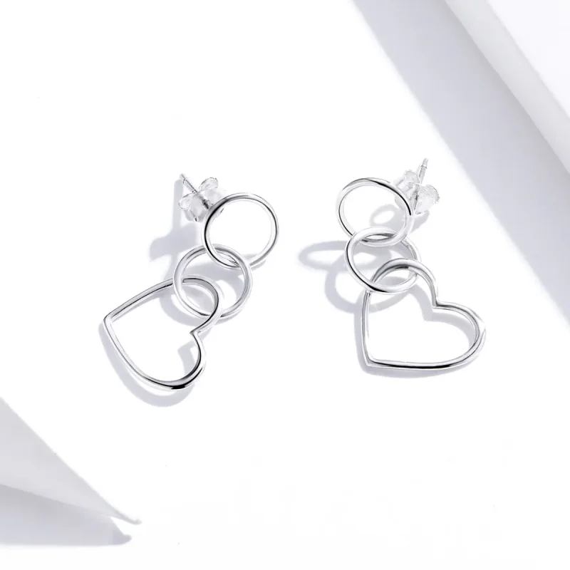 (image for) Pandora Style Love Hanging Earrings - SCE916 - View 2
