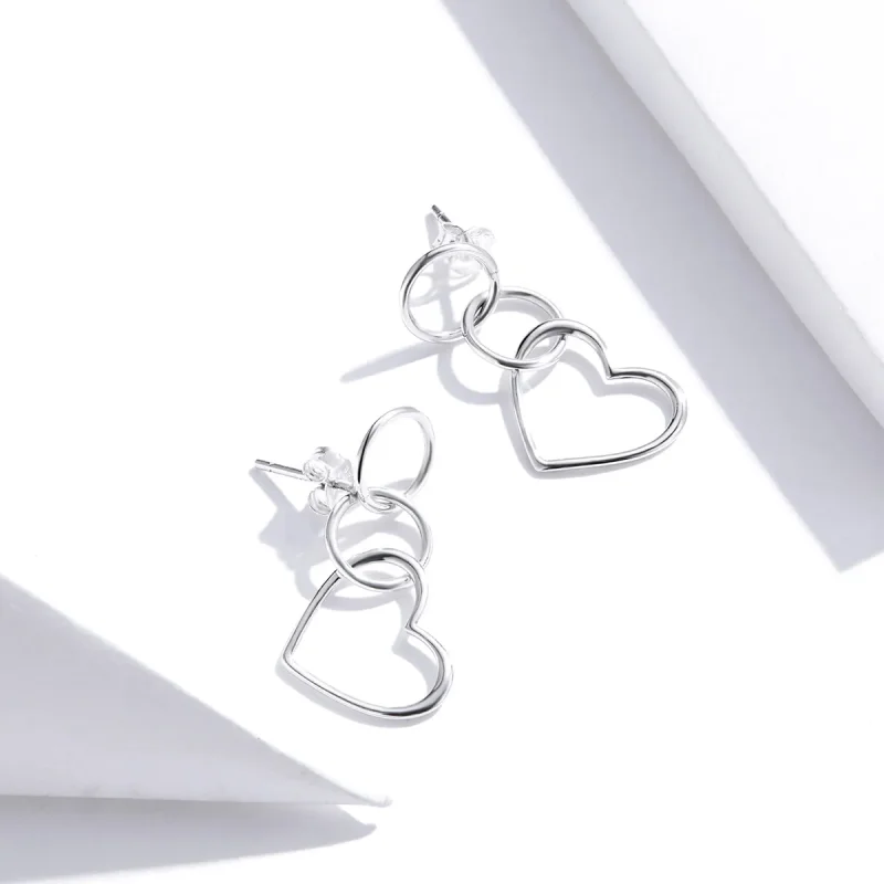 (image for) Pandora Style Love Hanging Earrings - SCE916 - View 3