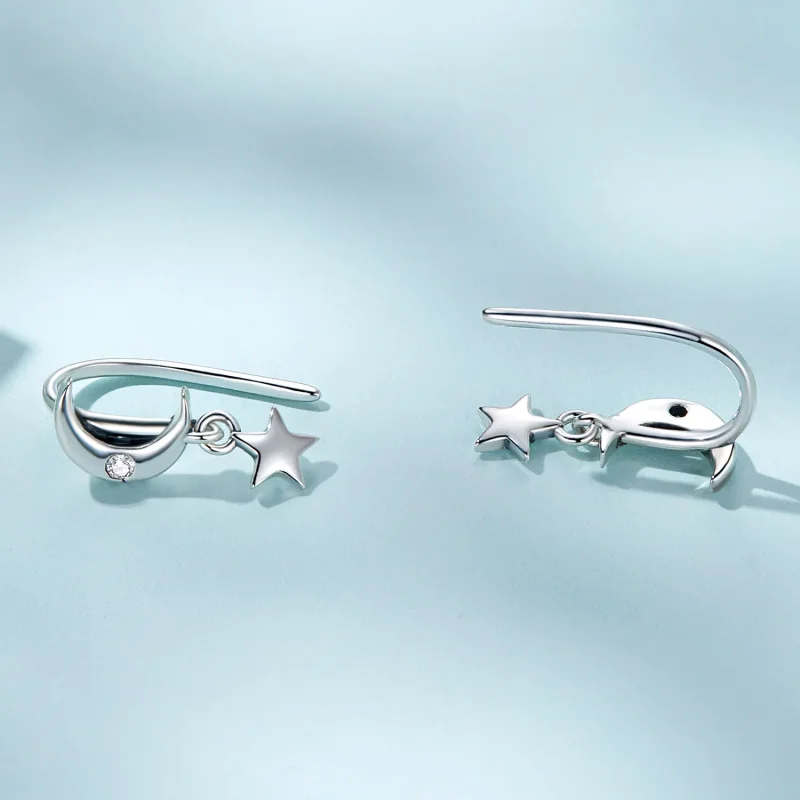 (image for) Pandora Style Moon and Stars Hanging Earrings - SCE1500 - View 4