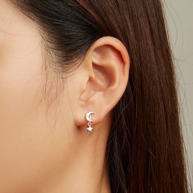 (image for) Pandora Style Moon and Stars Hanging Earrings - SCE1500 - View 5