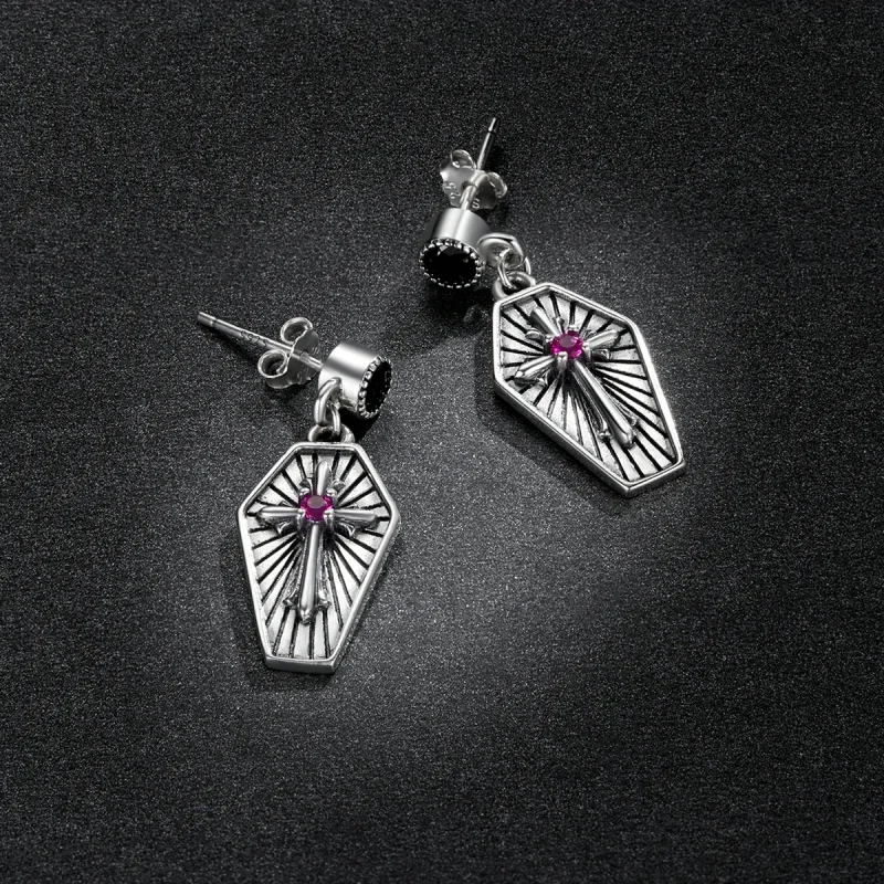 (image for) Pandora Style Mystery Cross Hanging Earrings - BSE536 - View 5