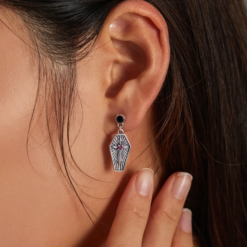(image for) Pandora Style Mystery Cross Hanging Earrings - BSE536 - View 7