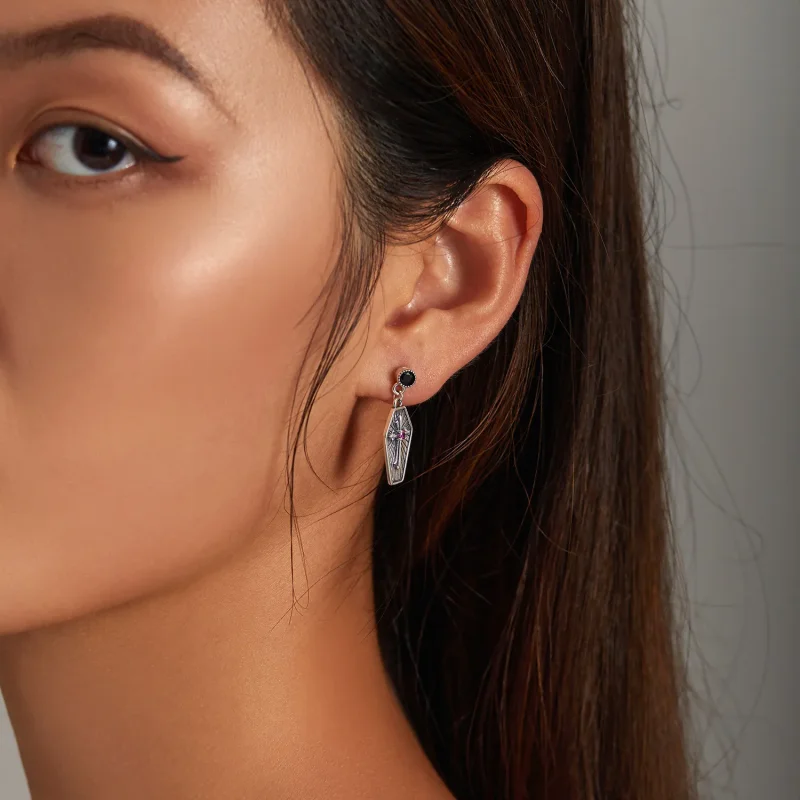 (image for) Pandora Style Mystery Cross Hanging Earrings - BSE536 - View 8