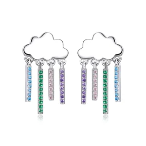 (image for) Pandora Style Rainbow Rain Hanging Earrings - BSE468