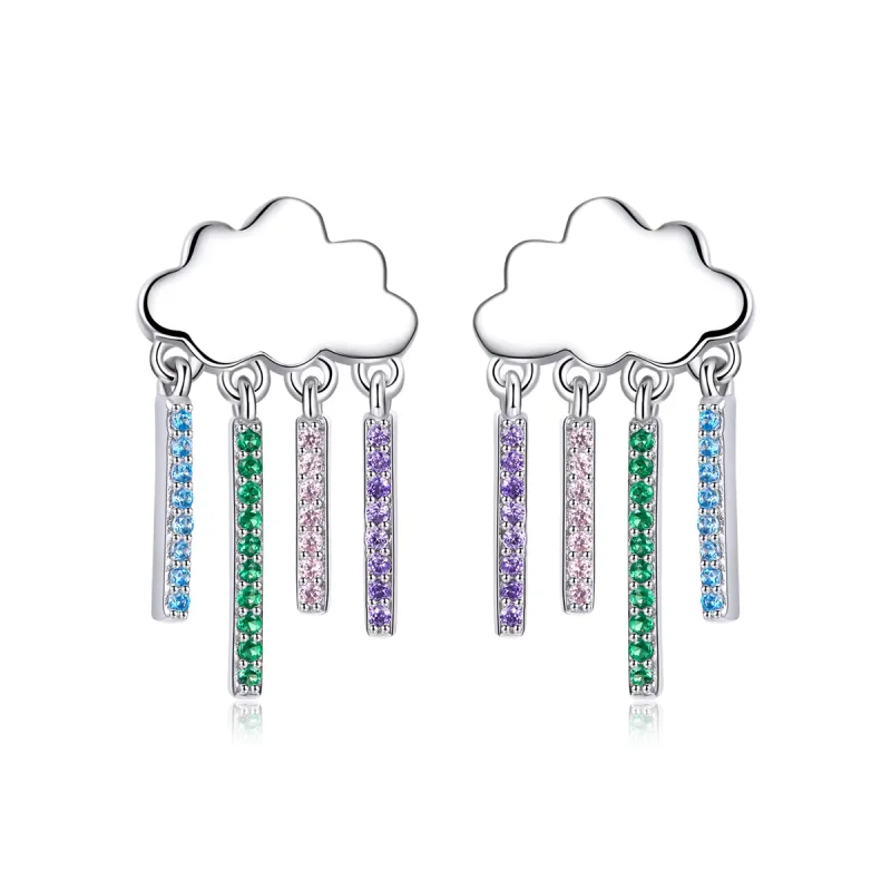 (image for) Pandora Style Rainbow Rain Hanging Earrings - BSE468