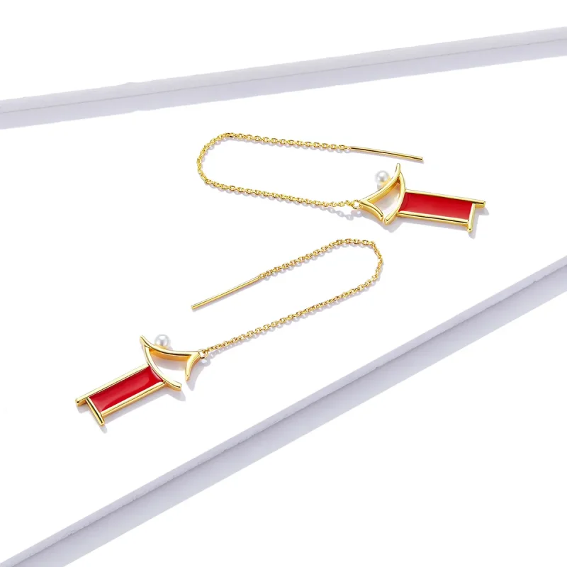 (image for) Pandora Style Red Memory Hanging Earrings - BSE340 - View 3