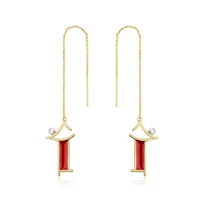 (image for) Pandora Style Red Memory Hanging Earrings - BSE340