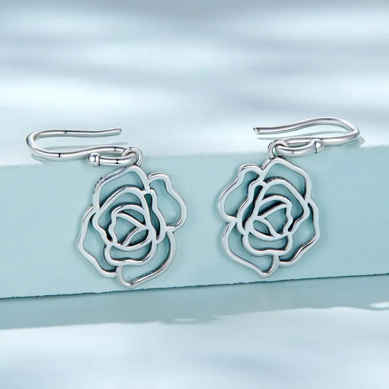 (image for) Pandora Style Roses Hanging Earrings - SCE1505 - View 2