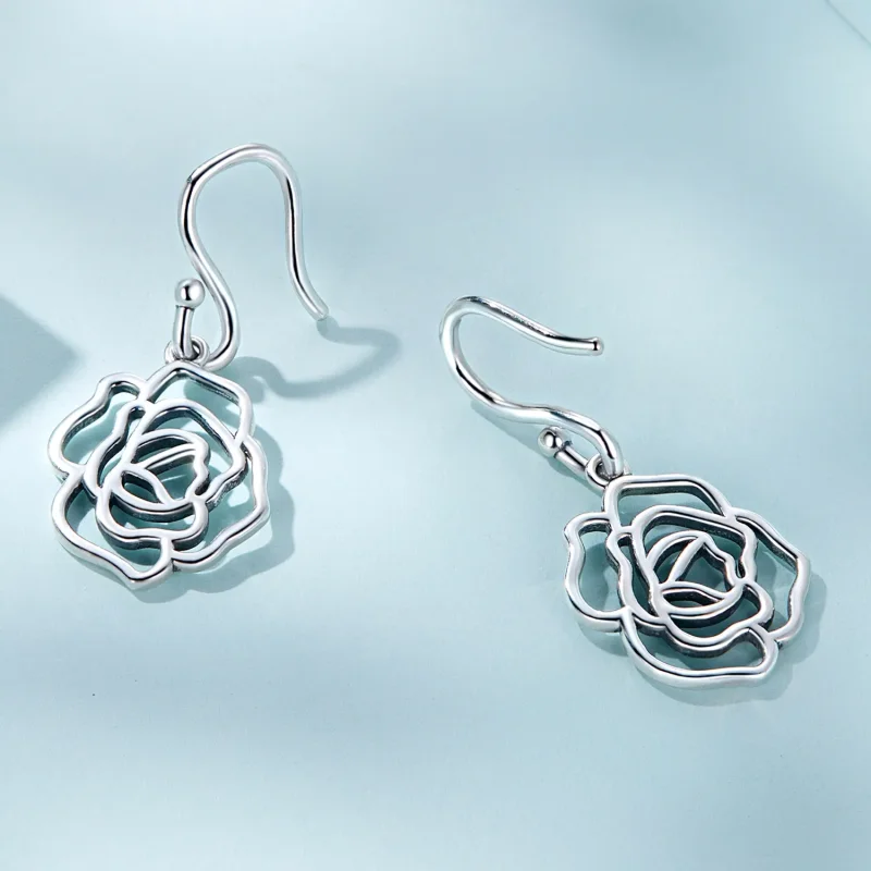 (image for) Pandora Style Roses Hanging Earrings - SCE1505 - View 3