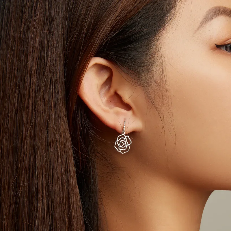 (image for) Pandora Style Roses Hanging Earrings - SCE1505 - View 5