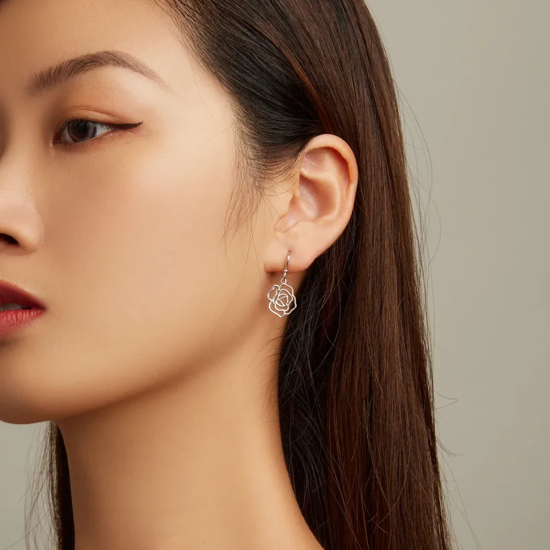 (image for) Pandora Style Roses Hanging Earrings - SCE1505 - View 6