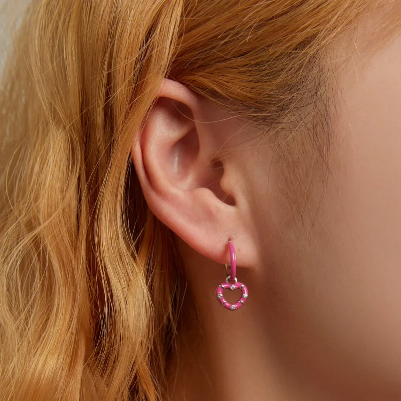 (image for) Pandora Style Simple Love Hanging Earrings - BSE596 - View 5