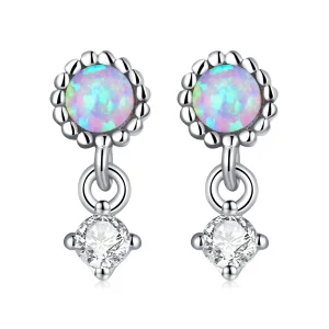 (image for) Pandora Style Simple Opal Hanging Earrings - SCE1382