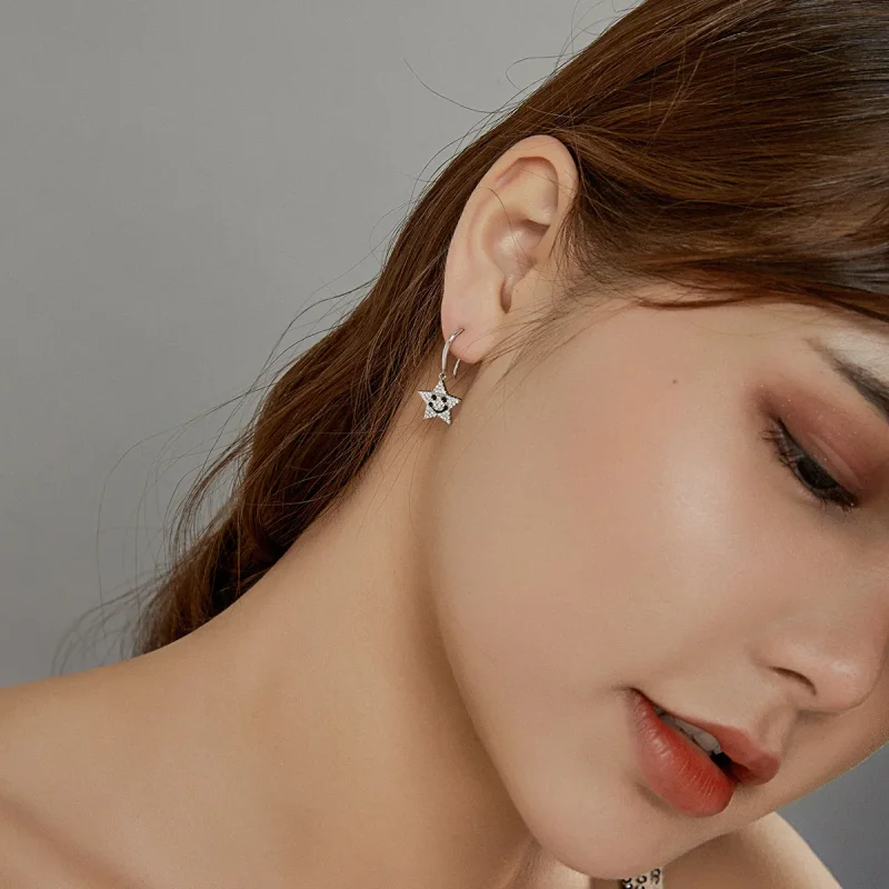 (image for) Pandora Style Smile Star Hanging Earrings - SCE946 - View 5