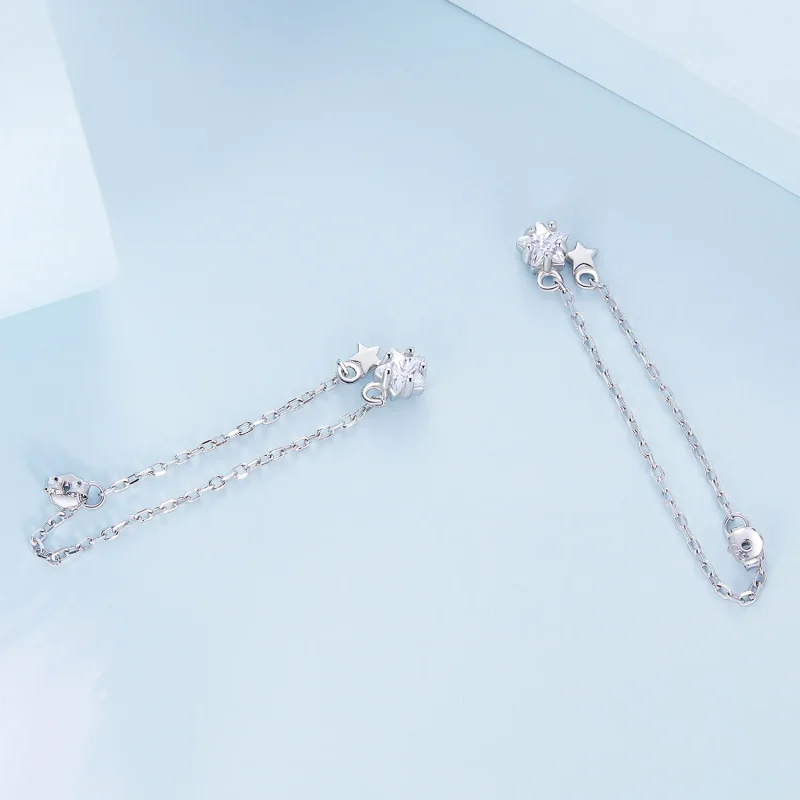 (image for) Pandora Style Star Tassel Hanging Earrings - BSE709 - View 4