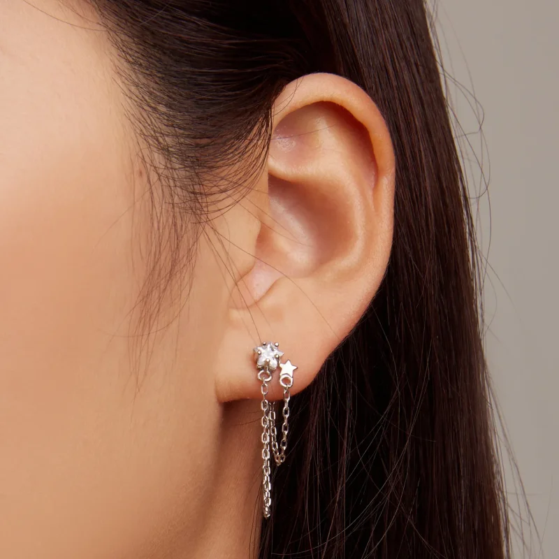 (image for) Pandora Style Star Tassel Hanging Earrings - BSE709 - View 5