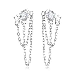(image for) Pandora Style Star Tassel Hanging Earrings - BSE709