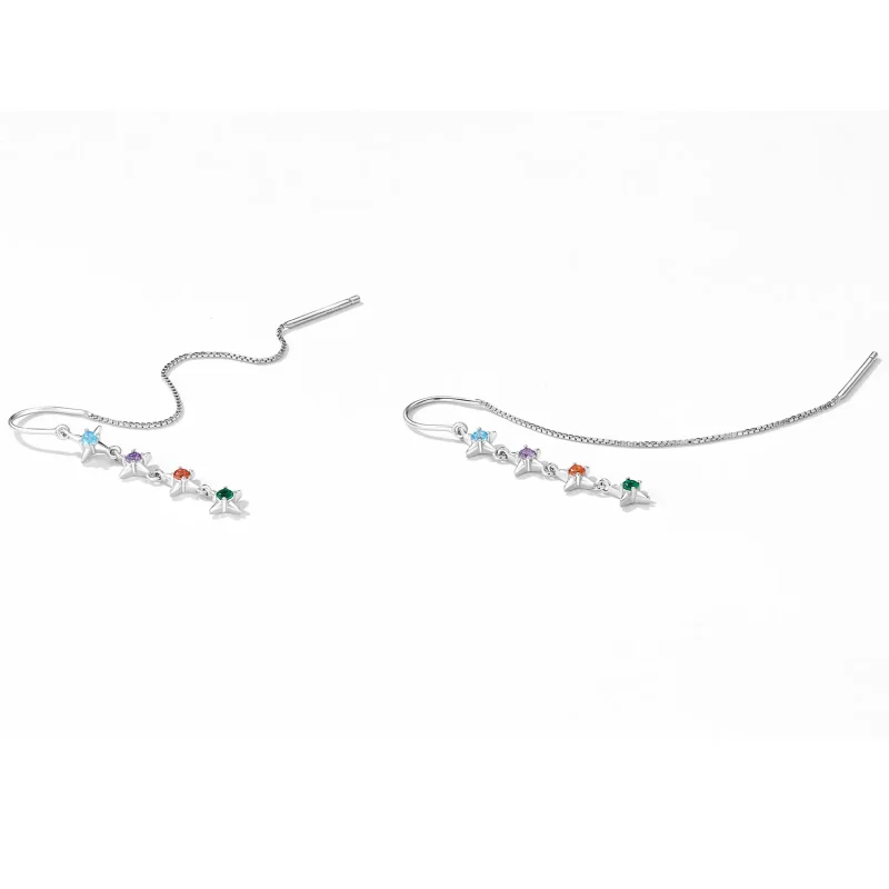 (image for) Pandora Style Starry Zirconium Hanging Earrings - SCE1420 - View 3