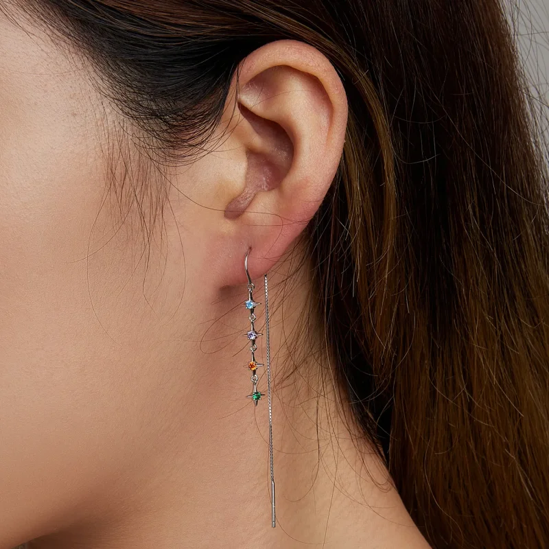 (image for) Pandora Style Starry Zirconium Hanging Earrings - SCE1420 - View 7