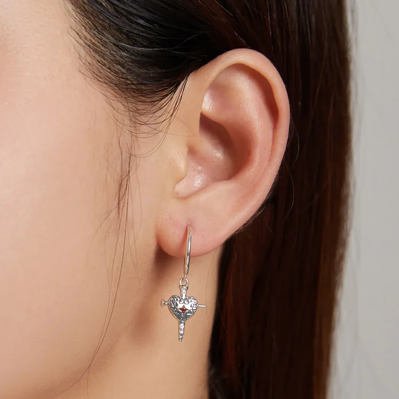(image for) Pandora Style Sword of Love Hanging Earrings - SCE1180 - View 4