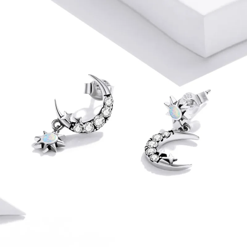 (image for) Pandora Style Wear Stars and Wear Moon Hanging Earrings - SCE1239 - View 2